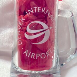 Set of 2 Denver International Airport Glass Beer Mugs - Rare